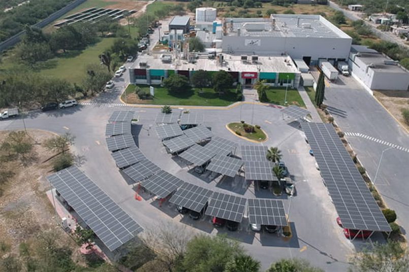 Solar panels installed at Akzo Nobel’s Garcia site in Mexico.