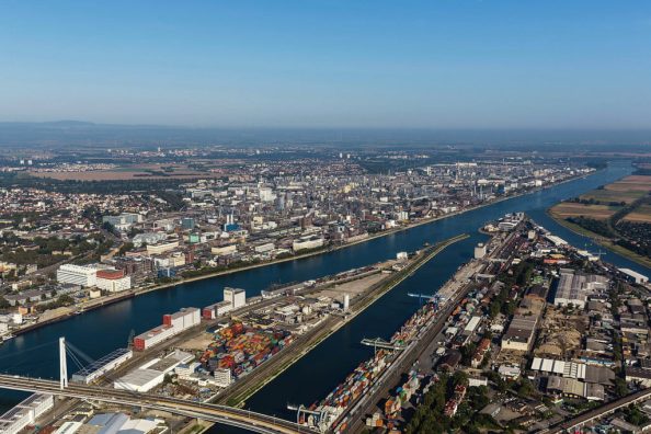 An aerial view of the BASF site in Ludwigshafen.