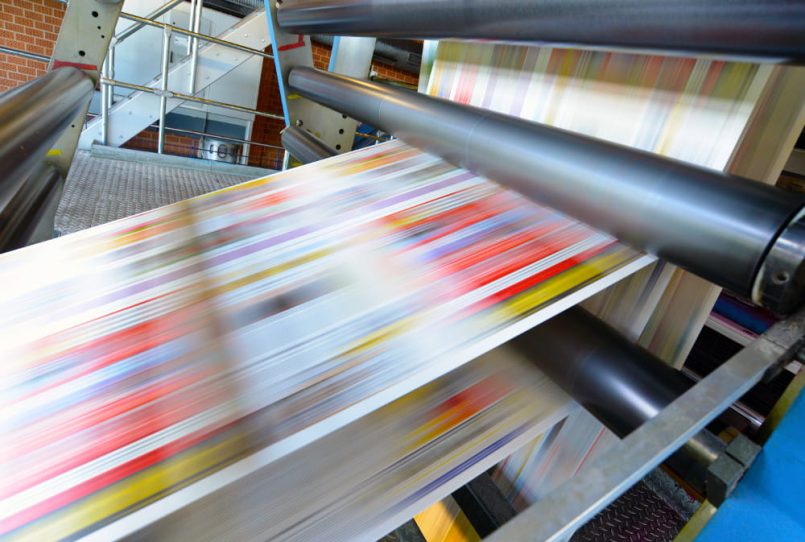 An industrial printing machine.