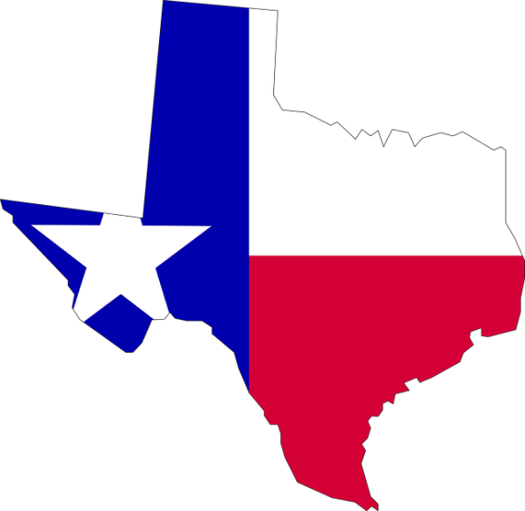 The outline of the state of Texas.