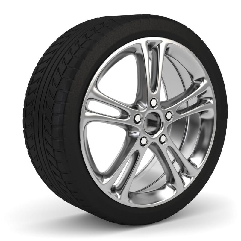 Car tyre with rim.