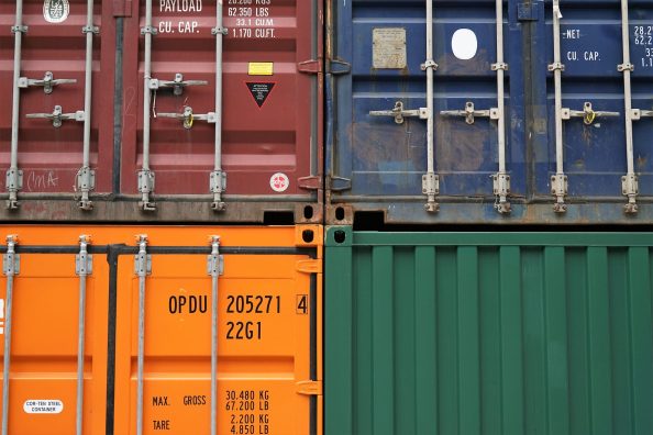 Metal containers stacked on top of each other