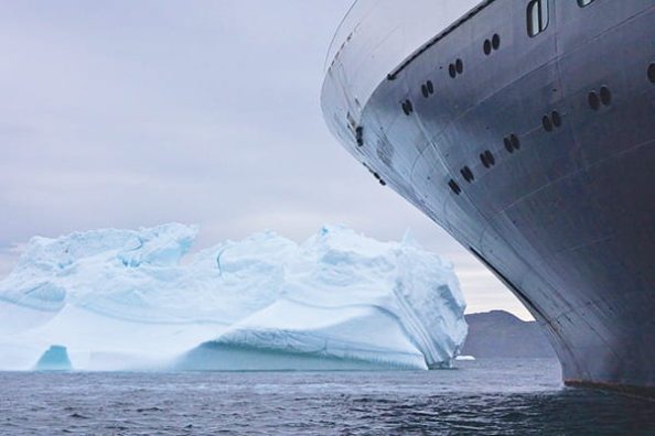 A ship's hull in a polar region.