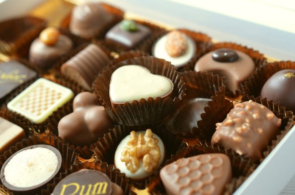 Chocolates in a box.