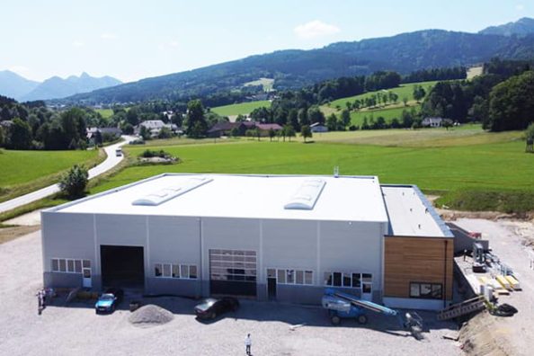 An aerial view of the new plant in Gmunden.