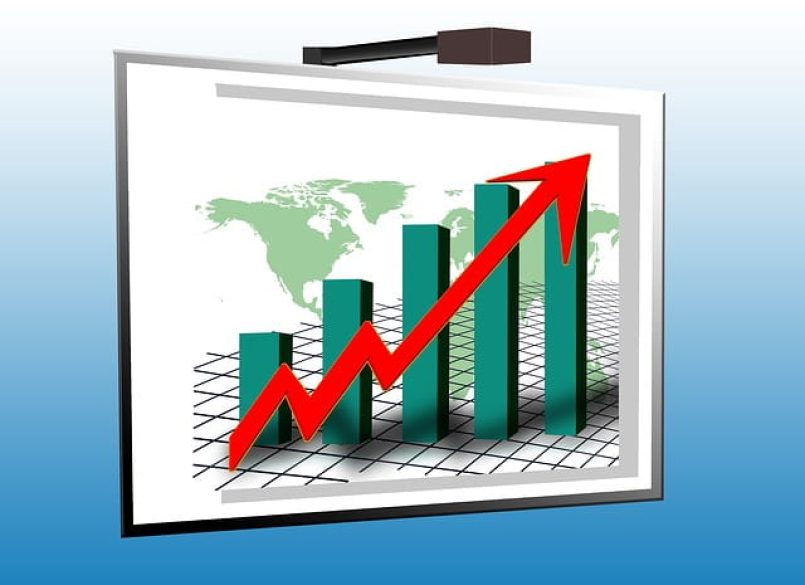 An economic graphic that symbolises economic upturn.