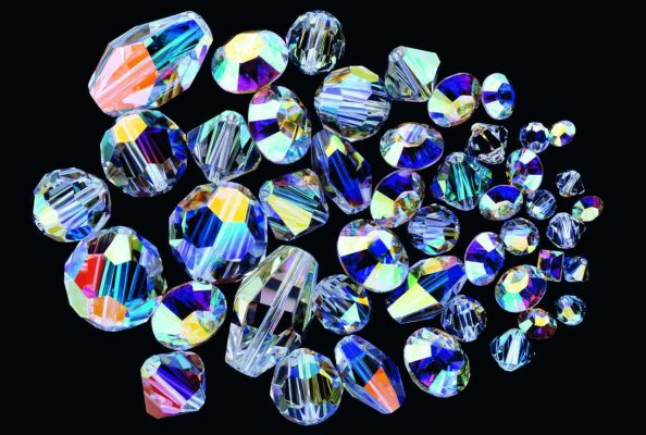 Coated glass crystalls