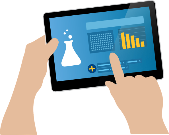 Graphic: A tablet with laboratory analyses.