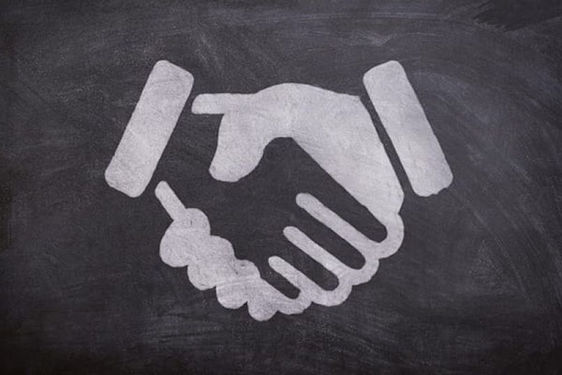 A drawn handshake as a symbolic image.