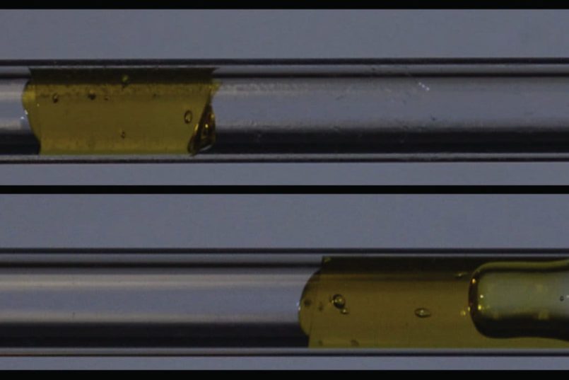 Two tubes with a gel-like fluid.