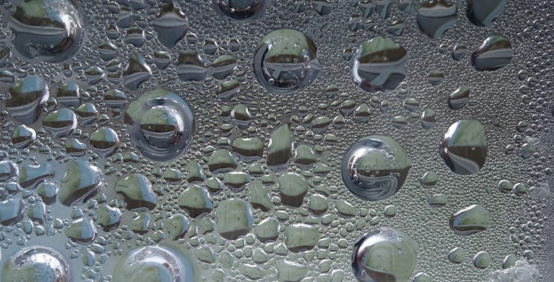 Drops on a glass plate as symbol.