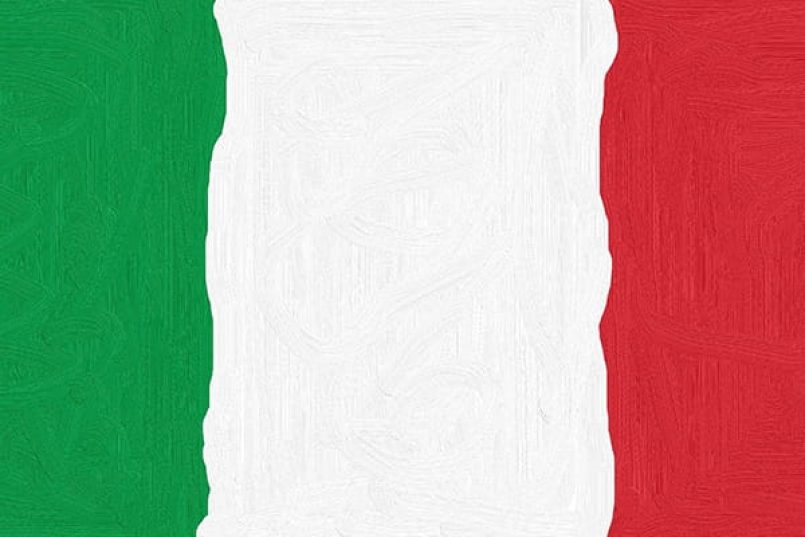 The stylised Italian flag.