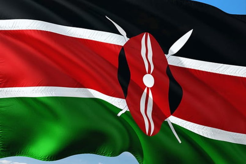 The Kenyan national flag.