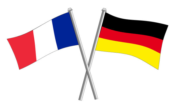 The flags of Germany and France.