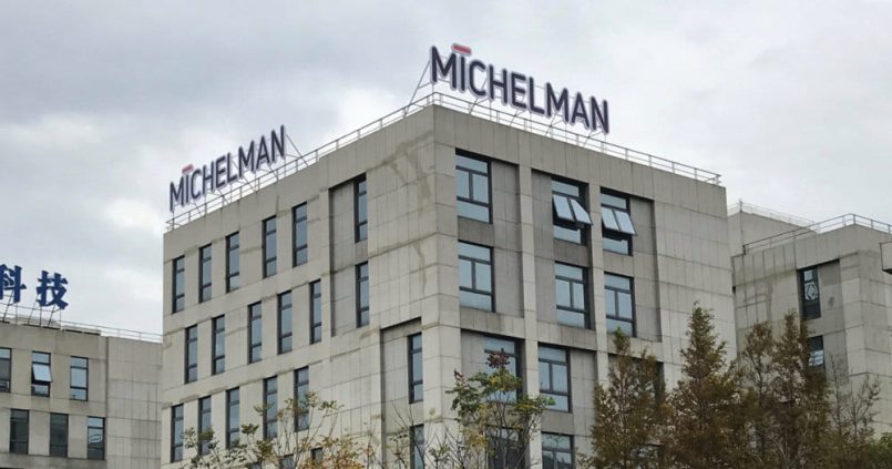 Grey building with Michelman lettering.