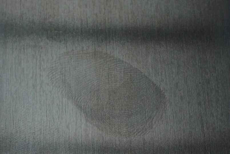 Fingerprint on a metal surface.