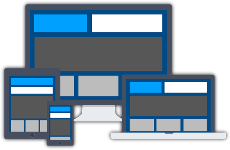 A graphic shows different web designs on different end devices.