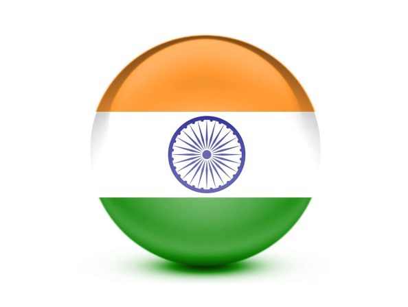 Symbol image: Graphical and round 3D representation of the flag of India.