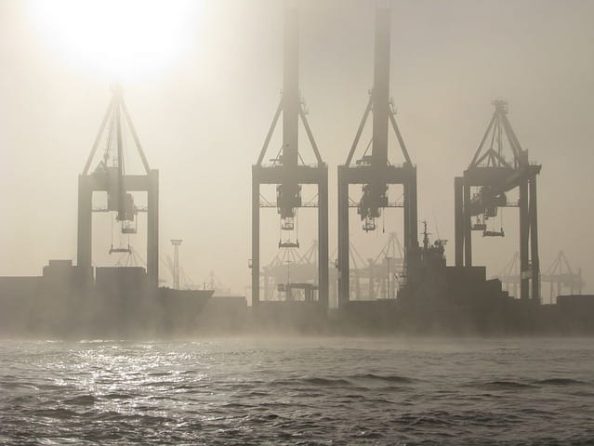 A harbour in the fog as a symbolic image.