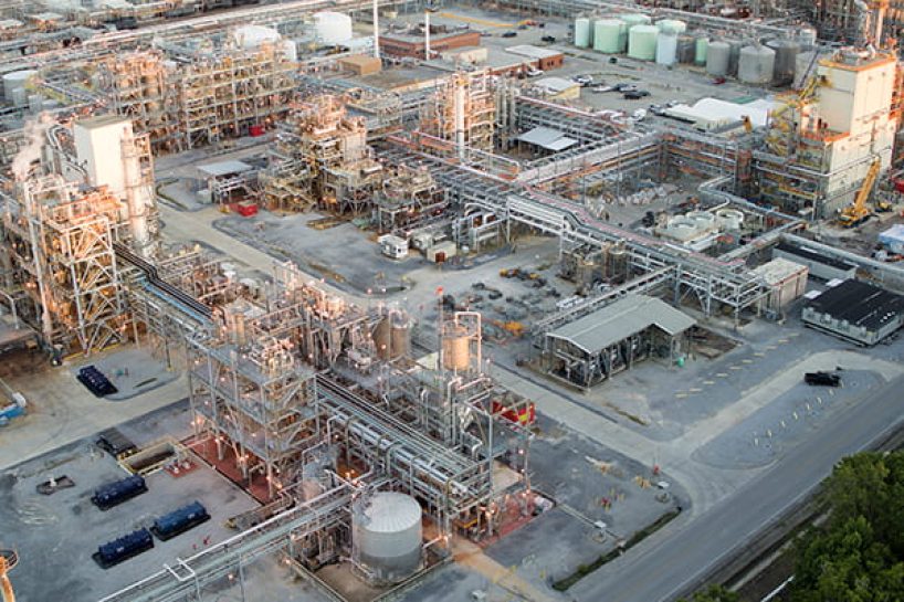 An aerial view of the BASF plant in Geismar.