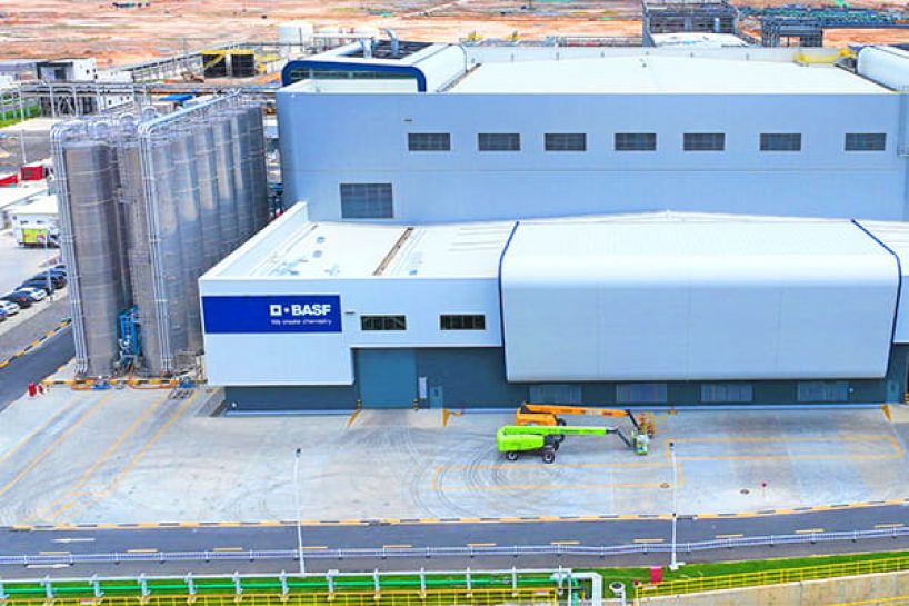 An aerial view of a first plant of the new BASF Verbund site in China.