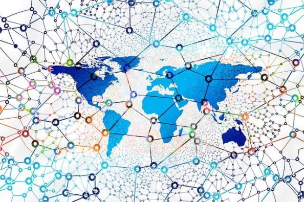 A global network as a symbol for networking at trade fairs.