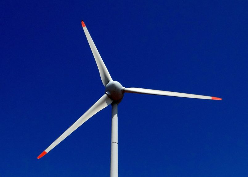 Three white rotor blades.