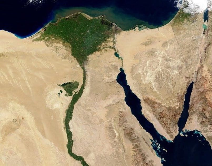 A satellite image of the Egyptian Nile Delta as a symbol.