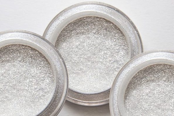 Silvery powder in small bowls.