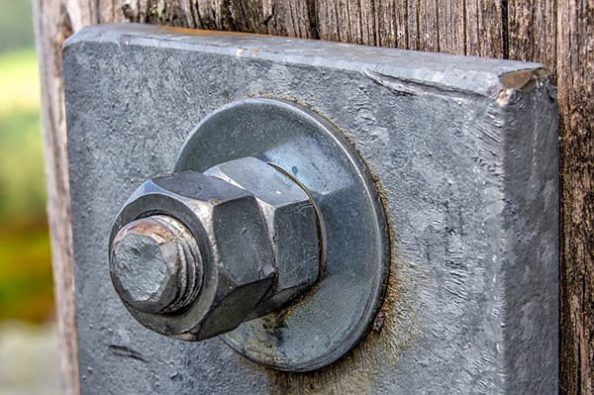 A galvanised steel screw.