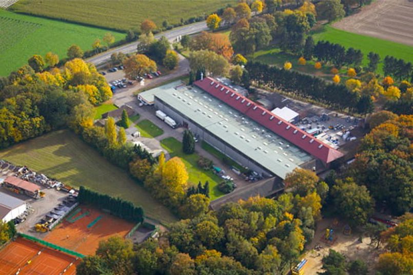 An aerial view of the Teknos site in Brüggen.