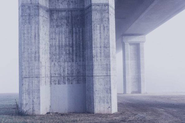 Concrete bridge piers.