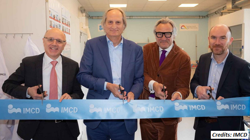 From left to right: Johann Milchram, Managing Director IMCD SEE, Piet van der Slikke, IMCD Chief Executive Officer, Frank Schneider, Director Coatings & Construction IMCD Group and Member of IMCD Group Executive Committee and Jerome Bollard, Technical Director Coatings & Construction IMCD Group